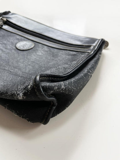 vintage fendi canvas clutch / toiletries bag | leather lining - good market thrift store