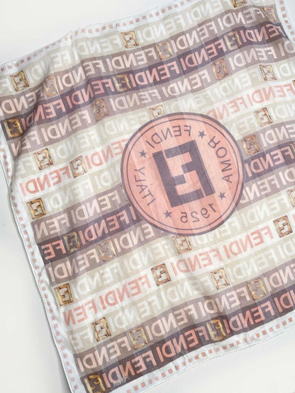 vintage fendi nameplate stripe logo silk scarf - good market thrift store