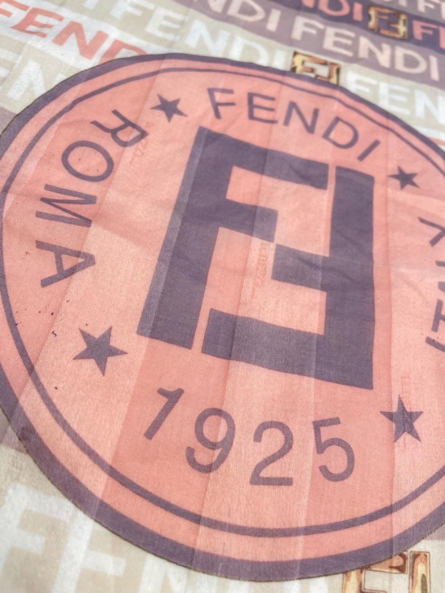vintage fendi nameplate stripe logo silk scarf - good market thrift store