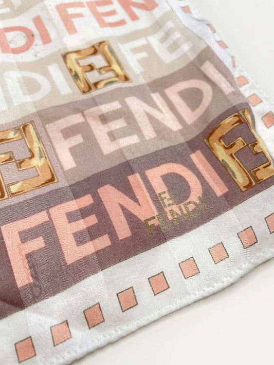 vintage fendi nameplate stripe logo silk scarf - good market thrift store
