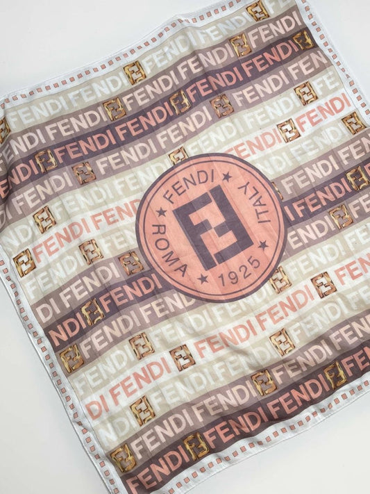 vintage fendi nameplate stripe logo silk scarf - good market thrift store