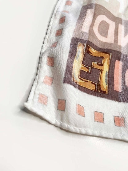 vintage fendi nameplate stripe logo silk scarf - good market thrift store