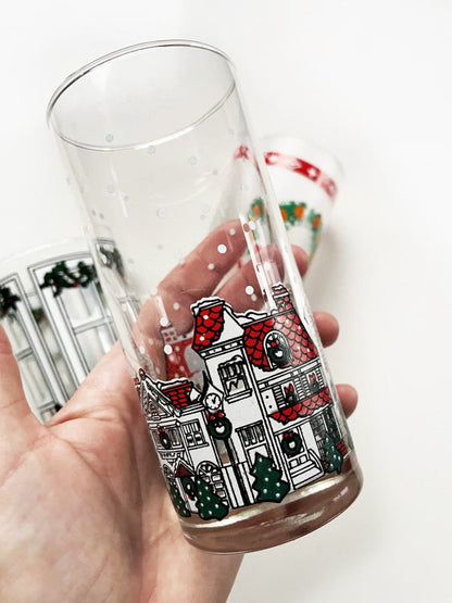 vintage festive holiday glass tumblers - good market thrift store