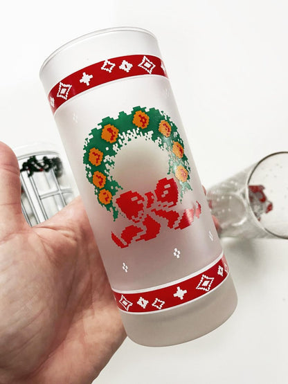 vintage festive holiday glass tumblers - good market thrift store