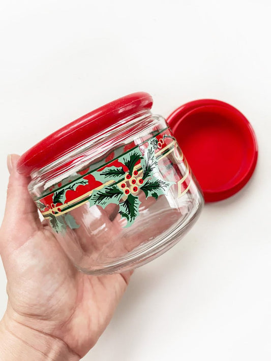 vintage festive holly stash jar | indonesia - good market thrift store