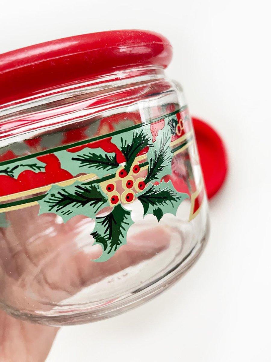 vintage festive holly stash jar | indonesia - good market thrift store