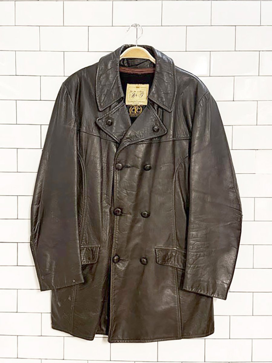 vintage fit for a king B&F leather double breasted jacket | woodchester england - good market thrift store