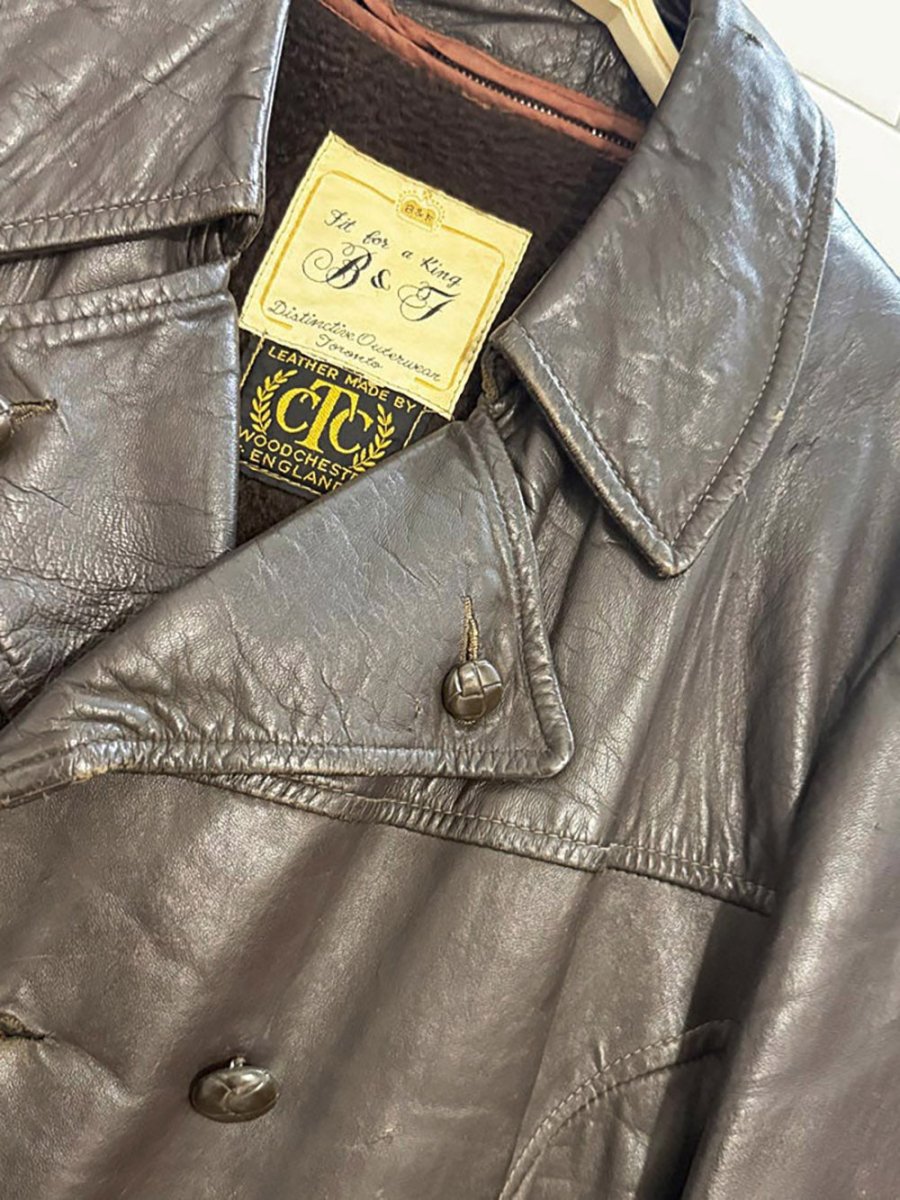 vintage fit for a king B&F leather double breasted jacket | woodchester england - good market thrift store