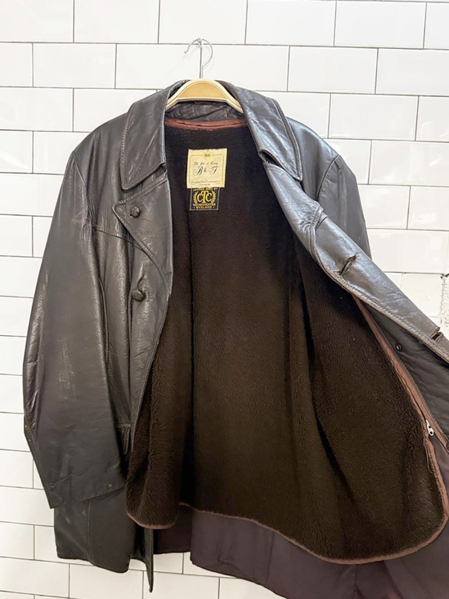 vintage fit for a king B&F leather double breasted jacket | woodchester england - good market thrift store