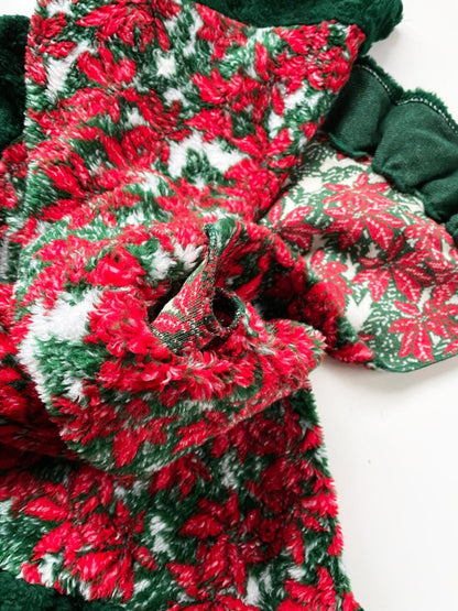 vintage fleece poinsettia ruffle edge tree skirt - good market thrift store