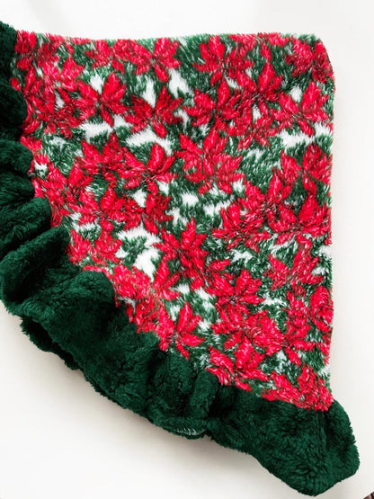 vintage fleece poinsettia ruffle edge tree skirt - good market thrift store