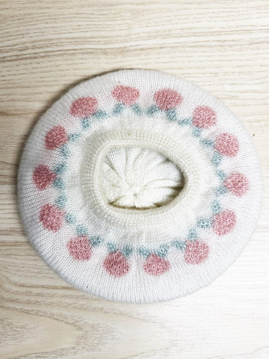 vintage floral knit beret - good market thrift store