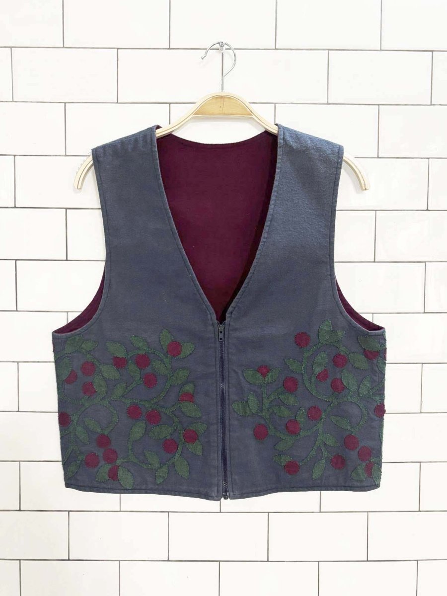 vintage floral patchwork front zip vest - good market thrift store