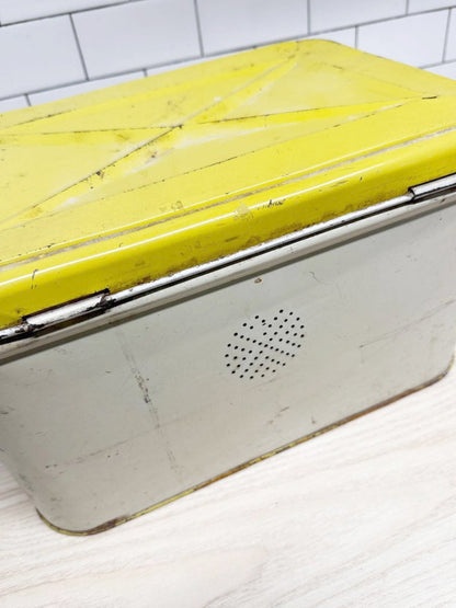 vintage floral polka dot tin bread box - good market thrift store