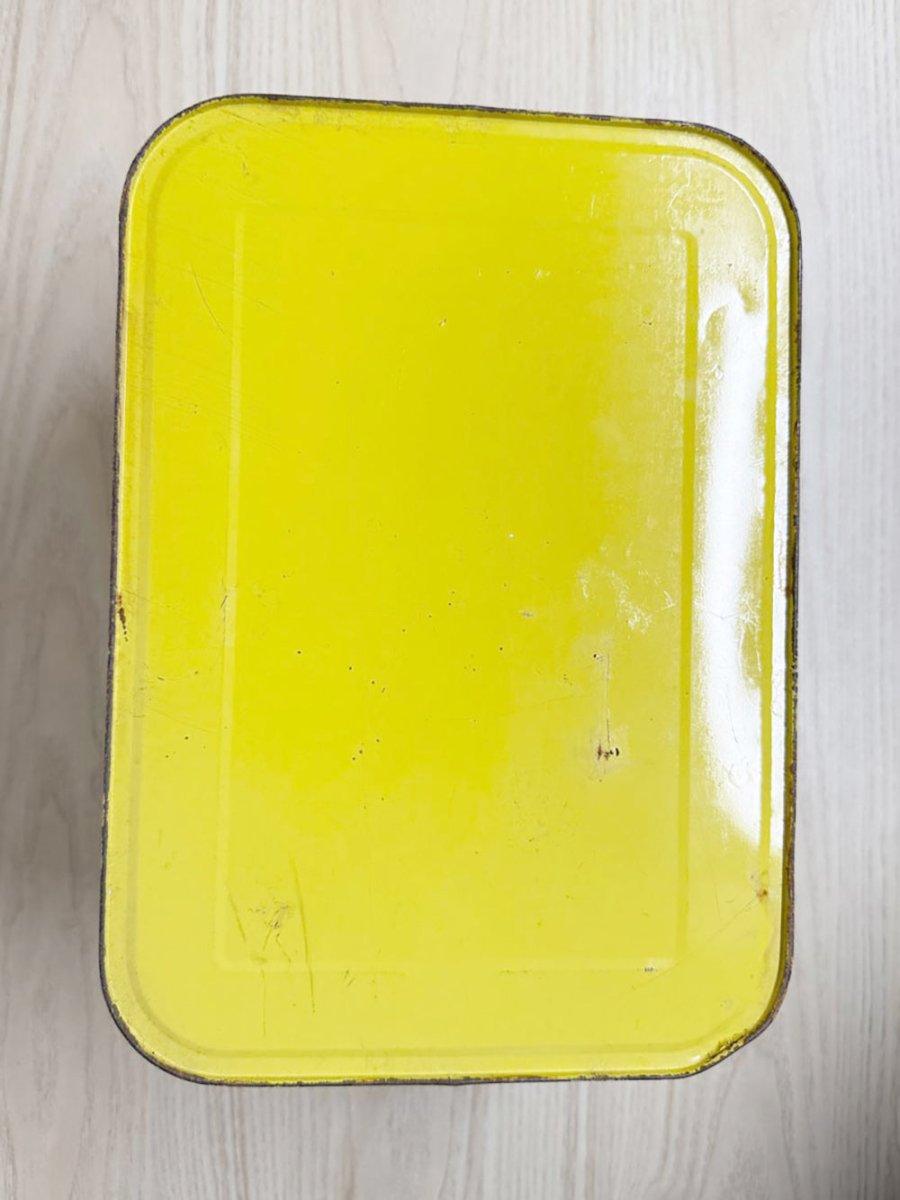 vintage floral polka dot tin bread box - good market thrift store