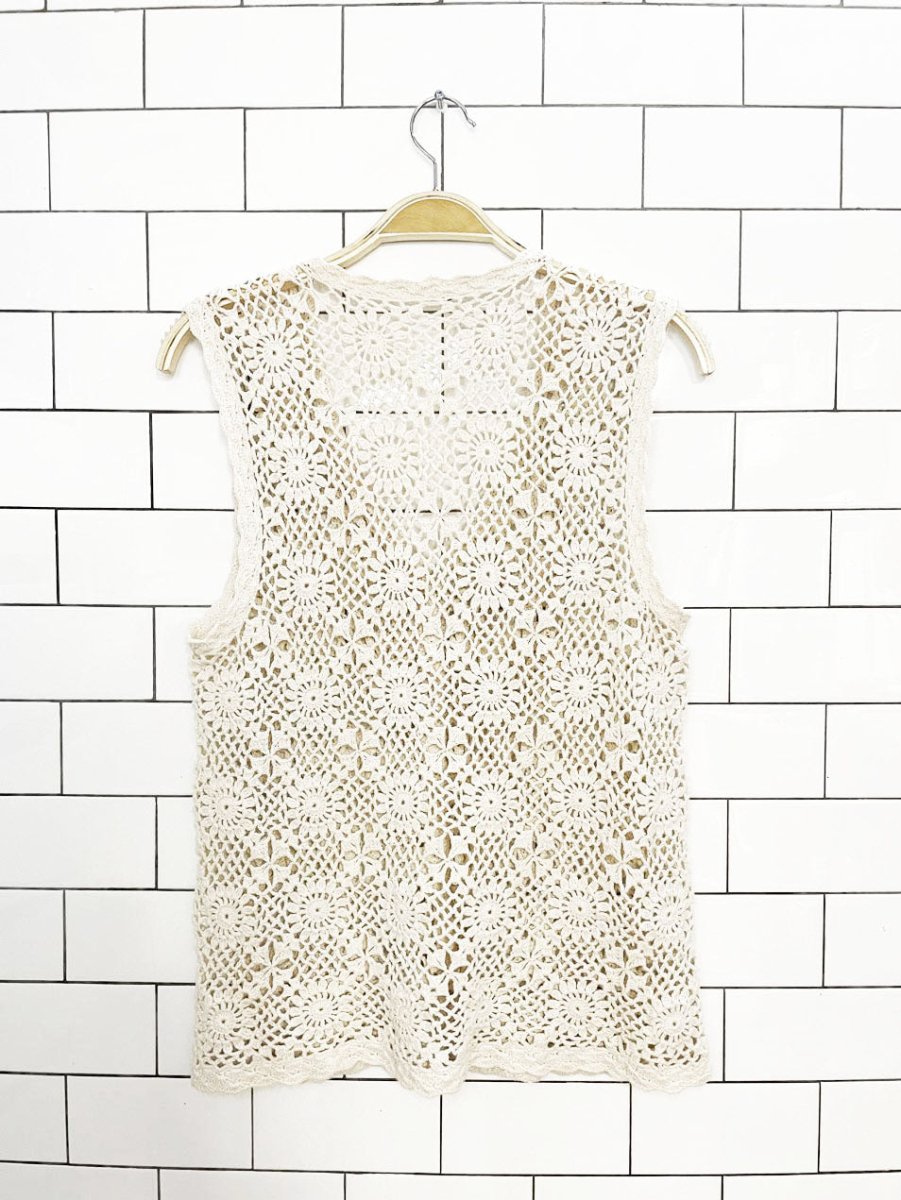 vintage flower crochet loose knit vest top - good market thrift store
