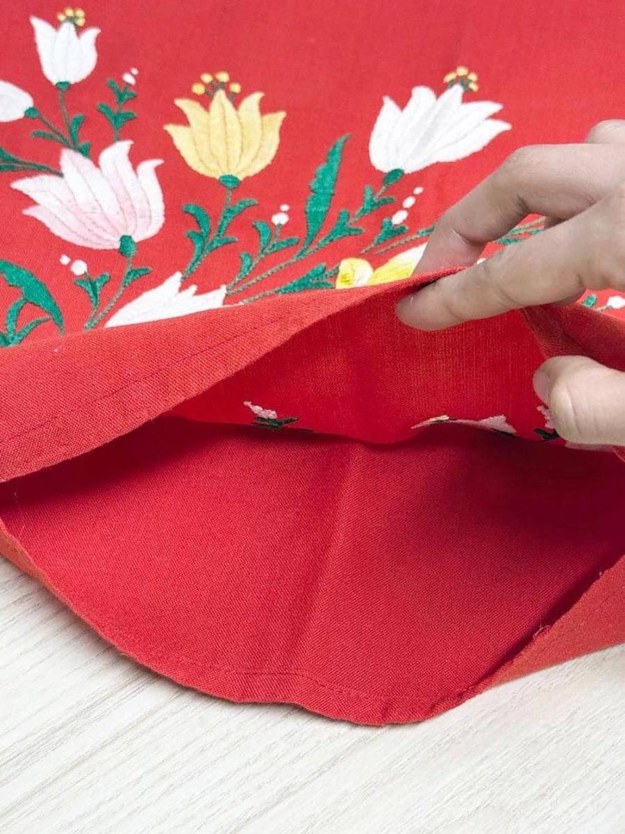 vintage folk floral embroidered pillow case - good market thrift store