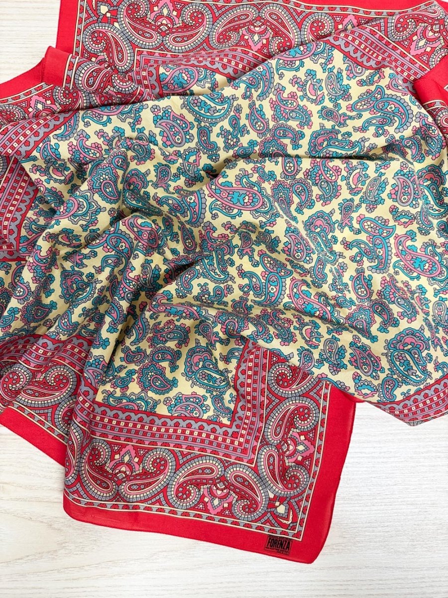 vintage forenza paisley xl square poly scarf | made in Italy - good market thrift store