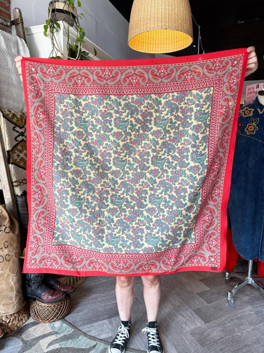 vintage forenza paisley xl square poly scarf | made in Italy - good market thrift store