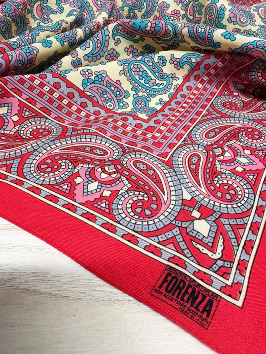 vintage forenza paisley xl square poly scarf | made in Italy - good market thrift store