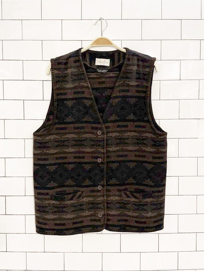 vintage fous de vous wool - blend western fleece vest | made in Bulgaria - good market thrift store
