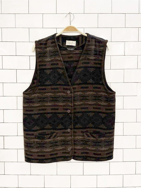 vintage fous de vous wool - blend western fleece vest | made in Bulgaria - good market thrift store