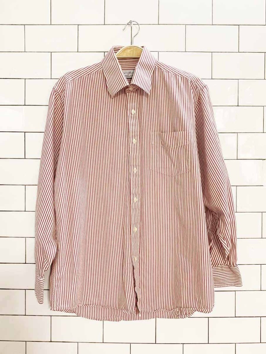 vintage francesco smalto paris striped full button shirt | made in italy - good market thrift store