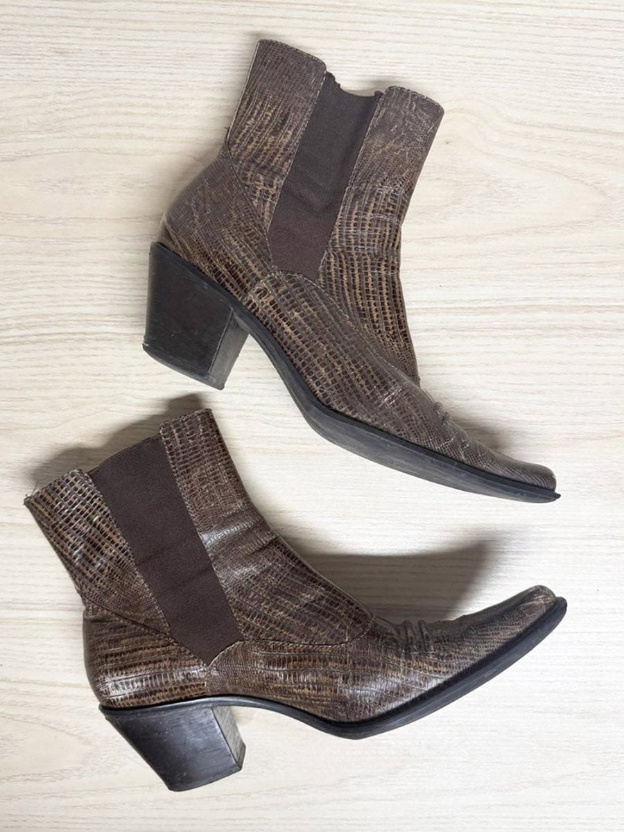 vintage franco sarto textured leather western heeled boots | made in Brazil - good market thrift store