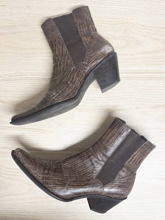 vintage franco sarto textured leather western heeled boots | made in Brazil - good market thrift store
