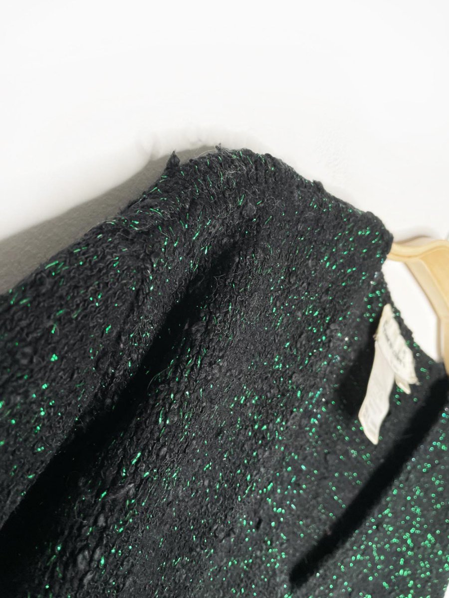 vintage franco valeri angora - blend green metallic boucle knit sweater - good market thrift store