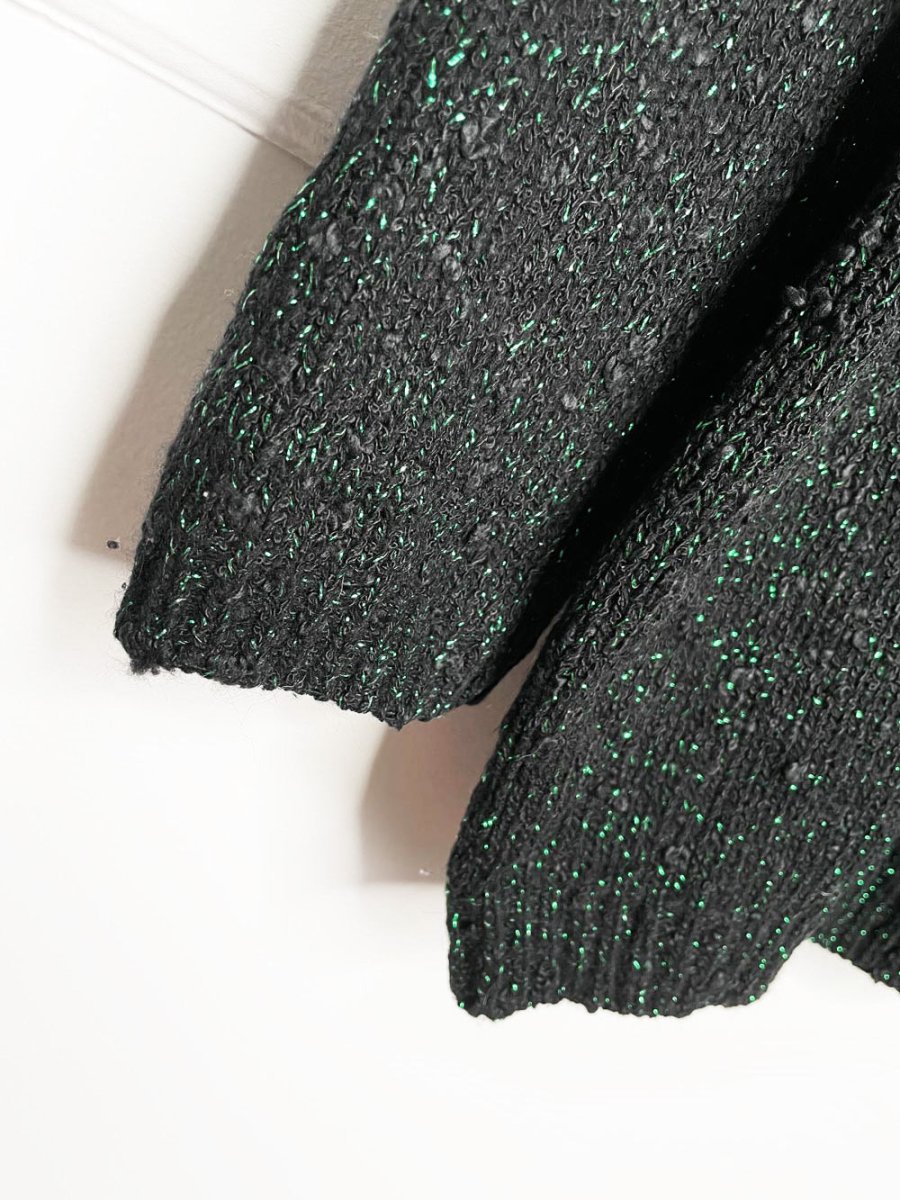 vintage franco valeri angora - blend green metallic boucle knit sweater - good market thrift store