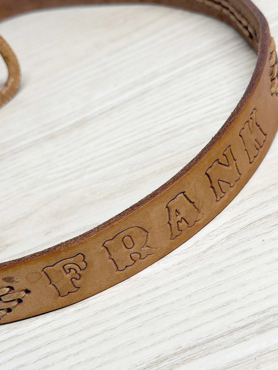 vintage frank tooled all - leather belt - good market thrift store