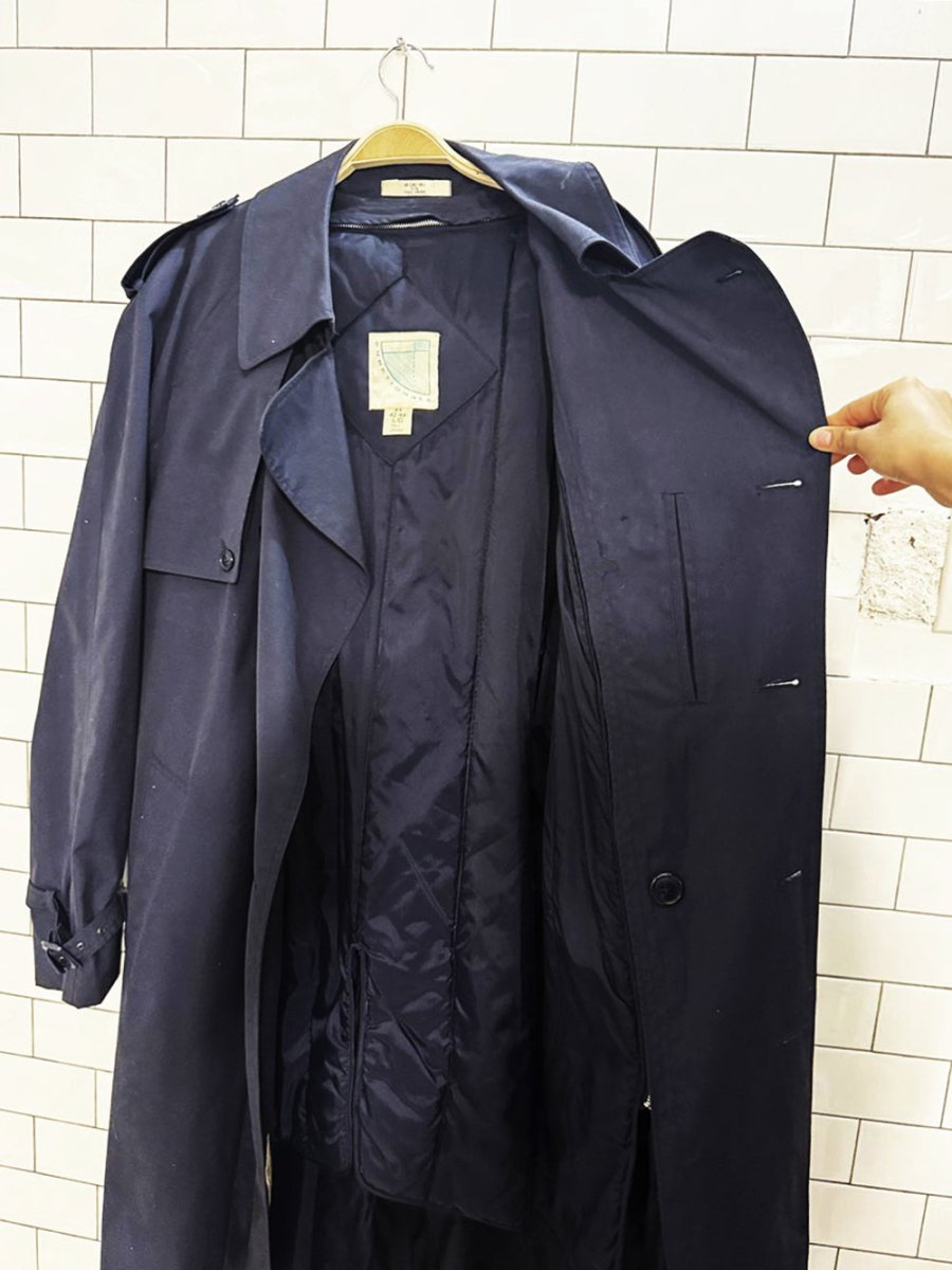 vintage functionals double breasted belted trench coat | removable lining - good market thrift store