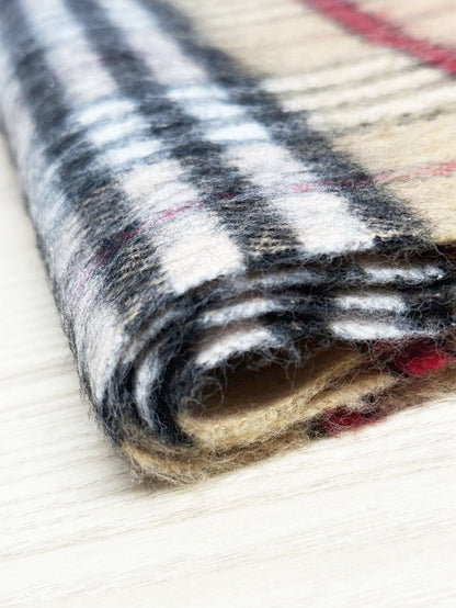 vintage fuzzy tartan fringe scarf - good market thrift store