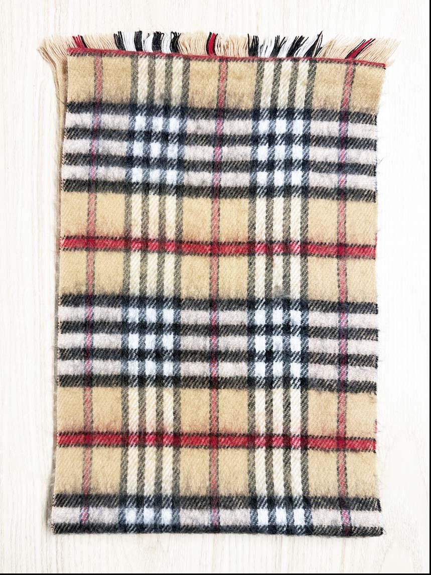 vintage fuzzy tartan fringe scarf - good market thrift store