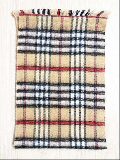 vintage fuzzy tartan fringe scarf - good market thrift store
