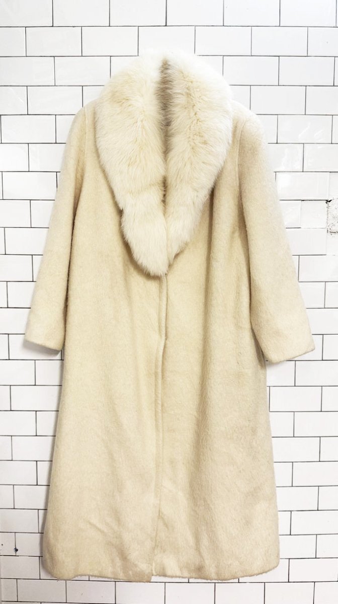vintage gartenhaus mohair fox fur collar long coat | union made in USA - good market thrift store