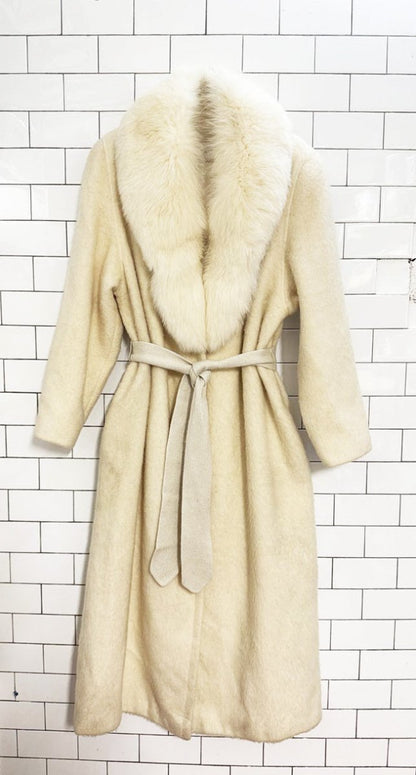 vintage gartenhaus mohair fox fur collar long coat | union made in USA - good market thrift store