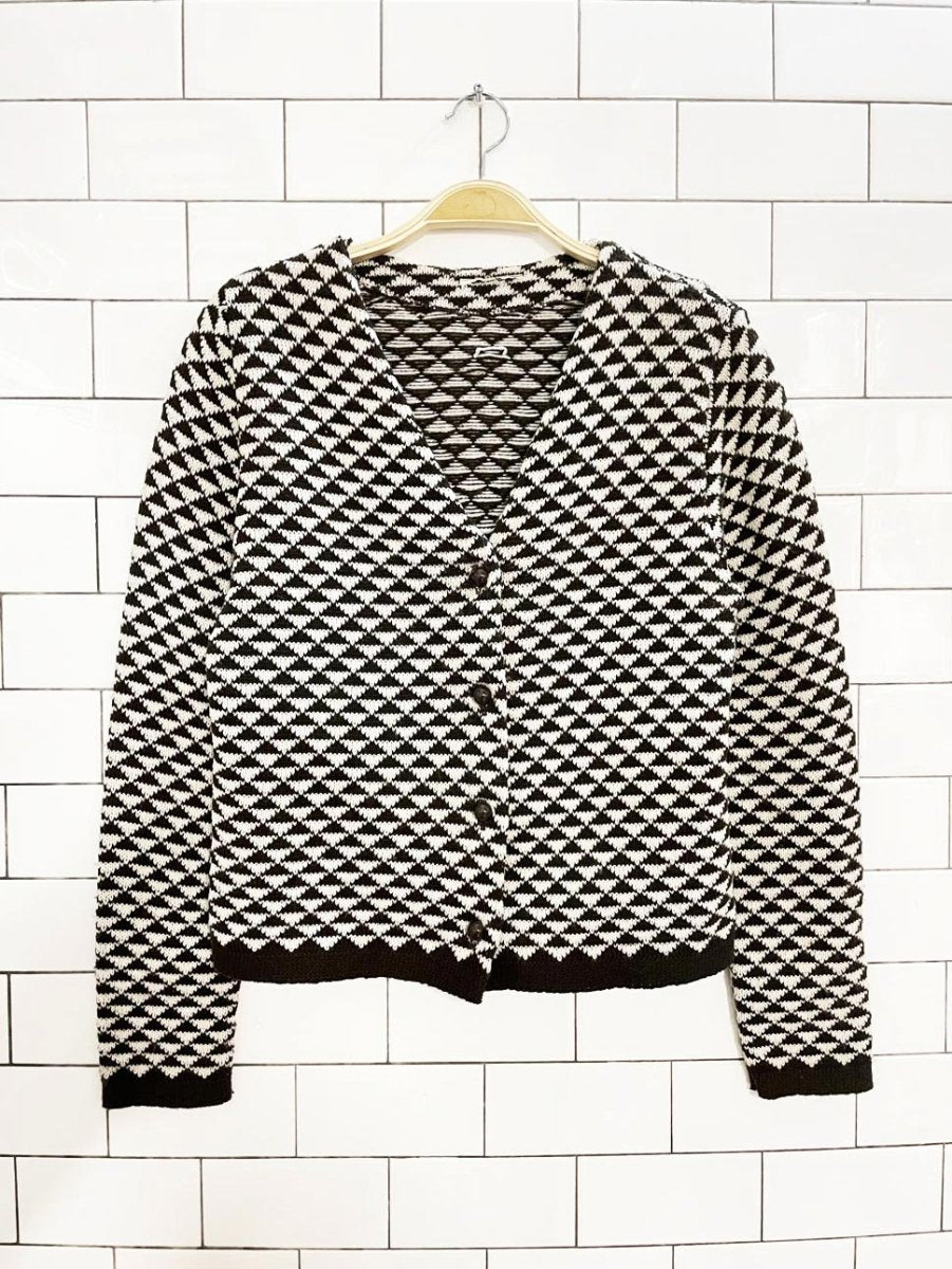 vintage geo knit boxy cardigan - good market thrift store