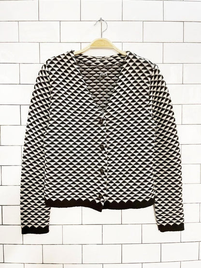vintage geo knit boxy cardigan - good market thrift store
