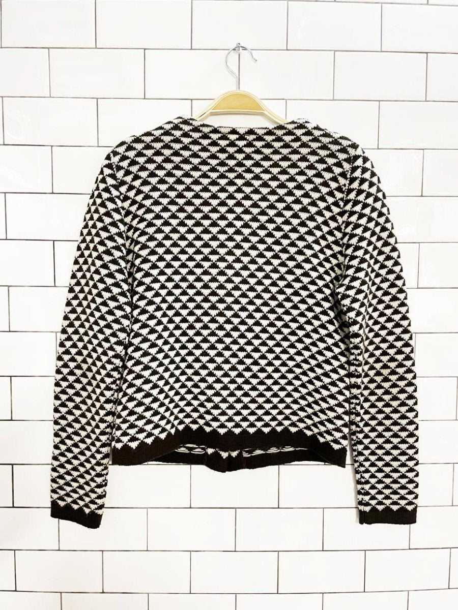 vintage geo knit boxy cardigan - good market thrift store