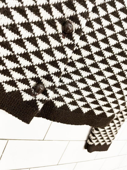 vintage geo knit boxy cardigan - good market thrift store