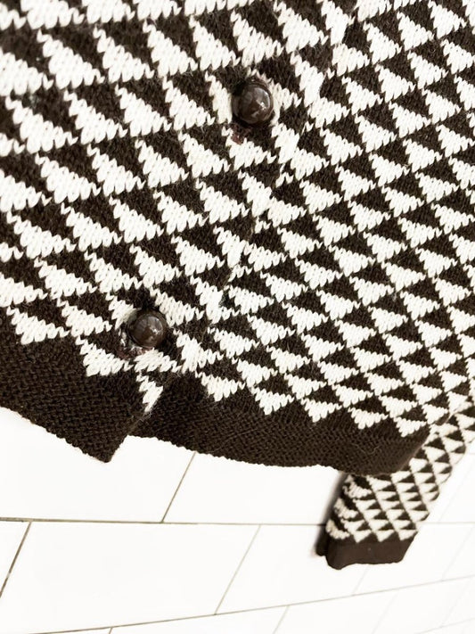 vintage geo knit boxy cardigan - good market thrift store