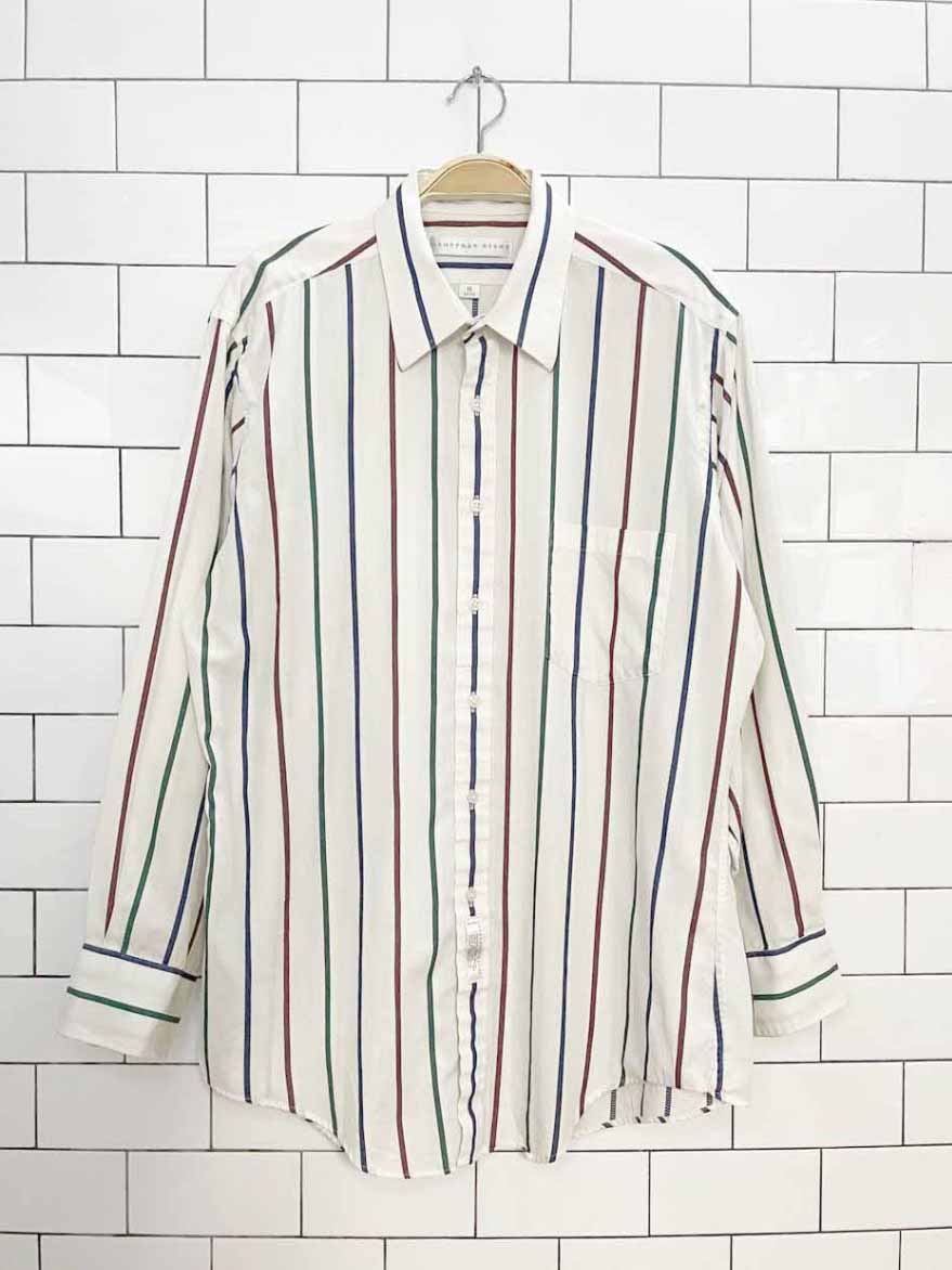vintage geoffrey beene striped full button shirt - good market thrift store