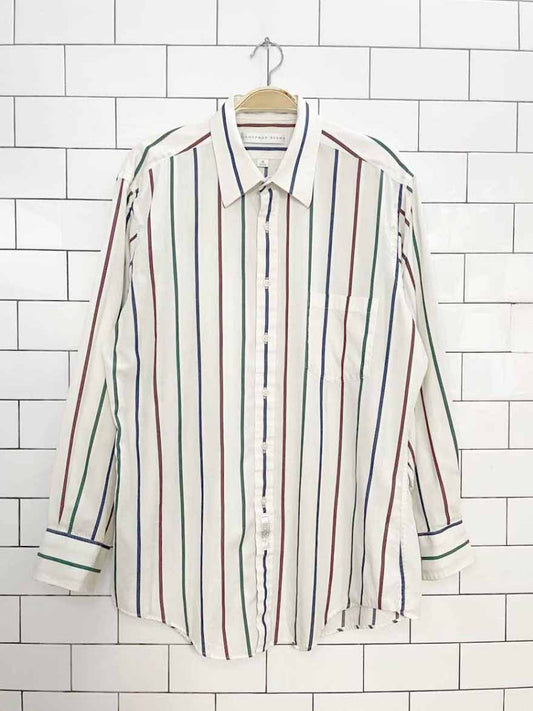 vintage geoffrey beene striped full button shirt - good market thrift store