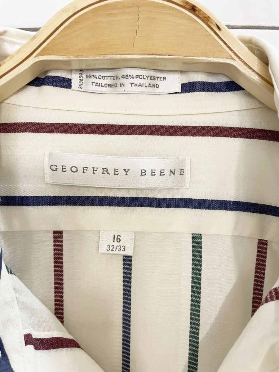 vintage geoffrey beene striped full button shirt - good market thrift store