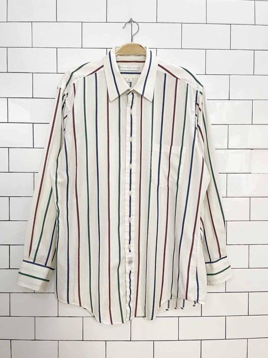 vintage geoffrey beene striped full button shirt - good market thrift store