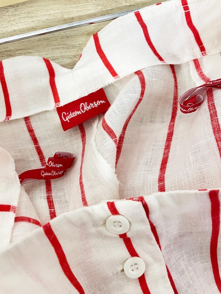 vintage gideon oberson red stripe linen short - good market thrift store