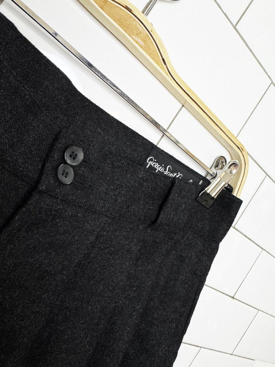 vintage giorgio sant' angelo 100% wool high rise pleated trouser short - good market thrift store