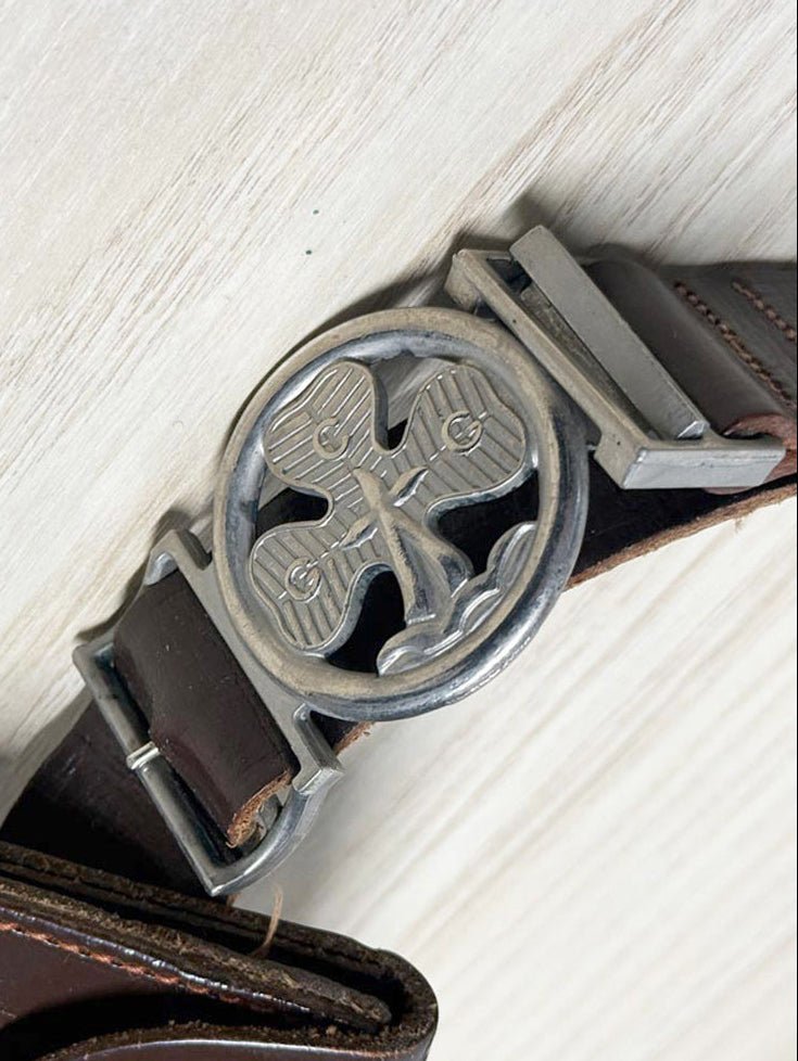 vintage girl guides "ole valmis" leather belt with rope | made in USA - good market thrift store